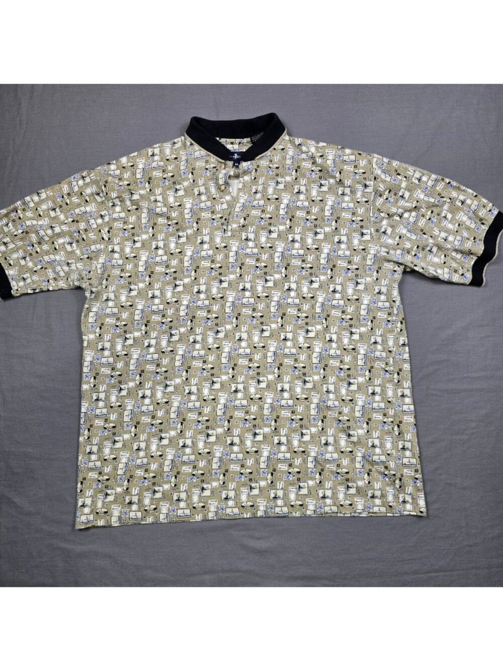 Payne Stewart XL Mens Golf Polo All-Over Pattern 100% Cotton Short Sleeve